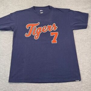 VF Imagewear T-Shirt Mens Large Blue Detroit Tigers Ivan Rodriguez 7 Graphic Tee